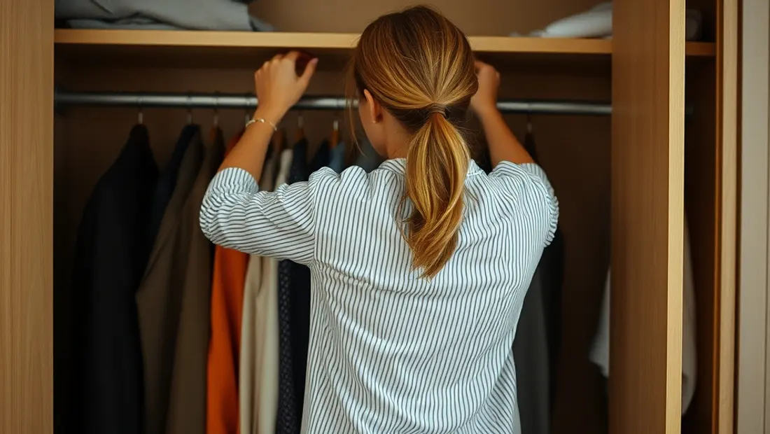 Femme rangeant des vêtements dans un tiroir