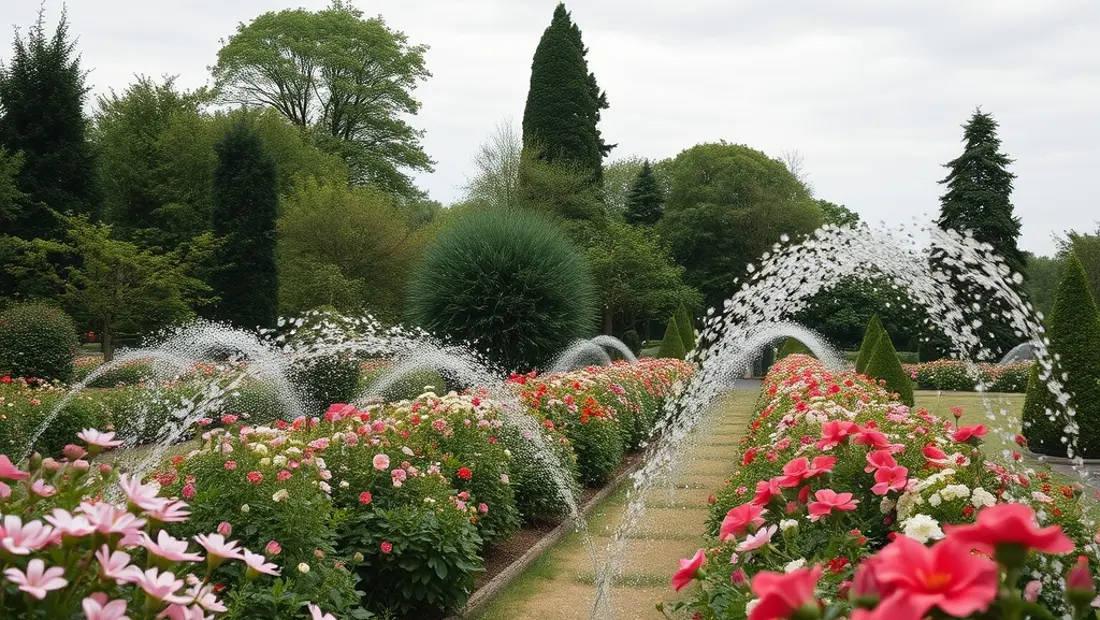 Jardin arrosé avant les gelées
